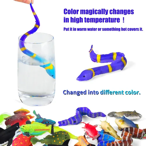 Miniatura 2 de Paquete de 12 juguetes de baño que cambian de color con animales marinos, figuras de animales oceánicos que cambian de color, juguetes de baño sin