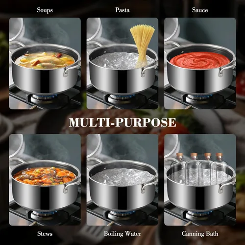 Miniatura 6 de Olla híbrida antiadherente de 5.2 cuartos de galón con tapa de vidrio templado, asas que se mantienen frescas, aptas para lavavajillas y horno