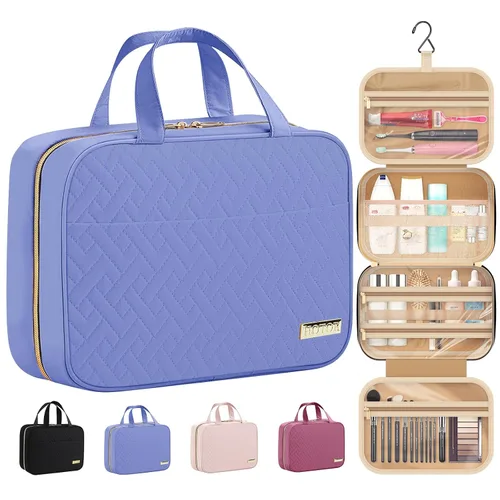 Bolsa de aseo de viaje HOTOR - Bolsa de aseo colgante para mujeres y hombres, bolsa de maquillaje/gran compartimento, impermeable para accesorios de