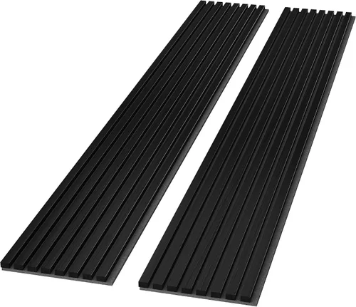 Miniatura 9 de ROOMTEC Paquete de 2 paneles acústicos de pared de madera maciza, paneles de pared insonorizados de 94.49 x 12.6 pulgadas, paneles de pared de Roble