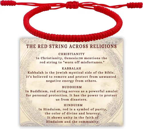 Miniatura 10 de DAYANEY Pulsera roja para mujer, pulsera de cuerda roja para protección como relleno de calcetines de Navidad, joyas a juego para parejas, regalos