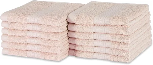Miniatura 10 de Amazon Basics Juego de toallas de baño suaves, absorbentes, resistentes a la decoloración, 100% algodón, 6 piezas (12 x 12 pulgadas), toallas Carmesí