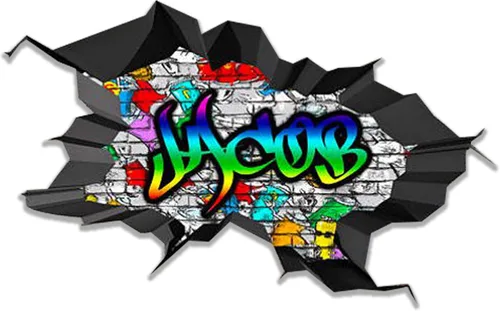 Miniatura 18 de Calcomanía de pared con nombre personalizado, graffiti 3D Arte personalizado calcomanía decorativa de vinilo Removible Despegar y pegar