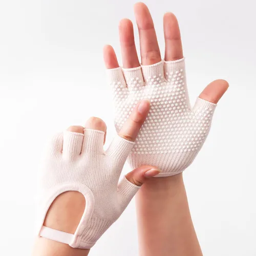 Miniatura 2 de Guantes de yoga antideslizantes sin dedos, ideales para pilates, barras, yoga de aire y entrenamientos de fitness, tela transpirable con agarre