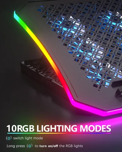 Miniatura 5 de KeiBn Almohadilla enfriadora mejorada para laptop para juegos con 9 ventiladores RGB silenciosos, almohadilla de enfriamiento para portátiles