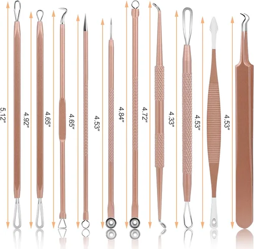 Miniatura 2 de MENOLY - Kit de herramientas para reventar espinillas, 10 unidades, removedor de puntos negros, extractor de comedones, kit de eliminación de acné