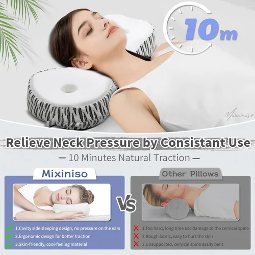 Miniatura 2 de Almohada de apoyo para el cuello, almohada cervical de espuma viscoelástica, dispositivo de tracción cervical, almohada cervical para dormir