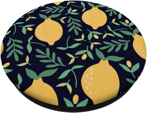 Miniatura 2 de Bonito diseño de limones amarillos divertidos y brillantes ilustraciones de cítricos – PopSockets agarre y soporte para teléfonos y tabletas