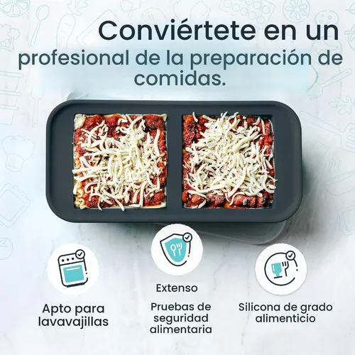 Miniatura 3 de Souper Cubes Bandeja de silicona para congelador de 2 tazas con tapa, perfecta para almacenar lasaña, sobras, salsas, comidas en porciones y más