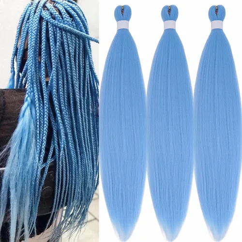 Miniatura 27 de Black Braiding Hair Pre Stretched 16 Inch Black Hair Extensions For Braiding Hypoallergenic Pre-stretched Braiding Hair Natural Knotless Crochet