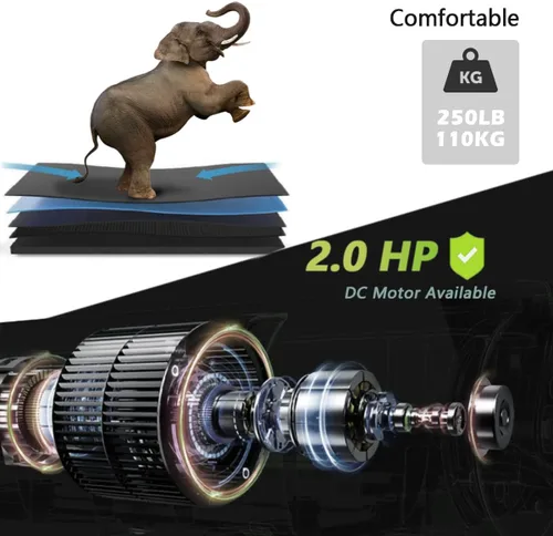 Miniatura 8 de Caminadora plegable con inclinación, máquina eléctrica para caminar, pantalla LCD de 5 pulgadas, música Bluetooth, capacidad de 250 libras