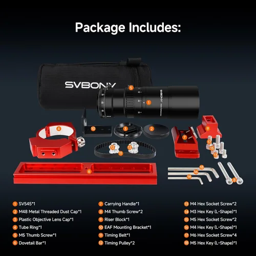 Miniatura 9 de SVBONY Telescopio SV545 Petzval Lens APO, F4.5, 7.992 in de longitud focal, plano de campo integrado, telescopio refractor profesional compatible