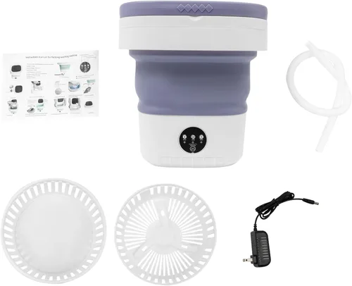 Miniatura 3 de Mini lavadora portátil de 12 litros, lavadora plegable y secadora giratoria con cesta de drenaje, lavadora eléctrica plegable para apartamentos