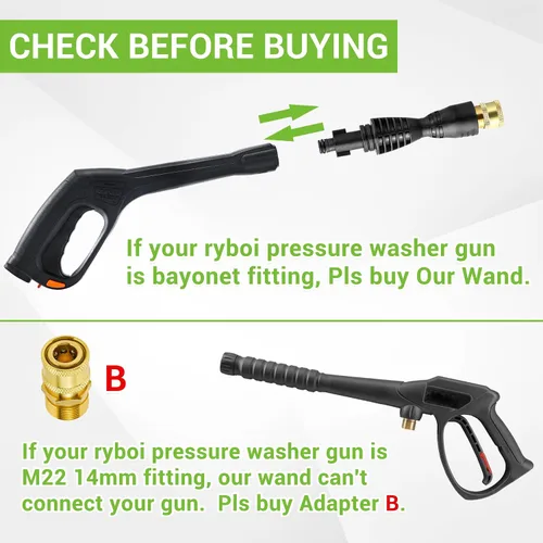 Miniatura 4 de FIXFANS Adaptador de pistola de lavado a presión con conector rápido de 1/4 de pulgada, kit de repuesto de varilla de lavado eléctrico de 6