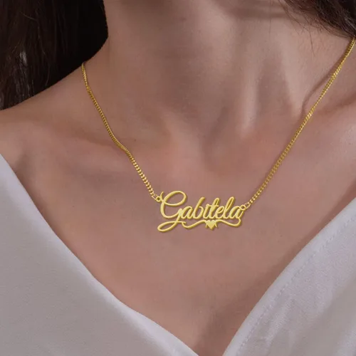 Miniatura 2 de Collar NovGarden con nombre, chapado en oro de 18 quilates, para pareja, dije con nombre, regalo para mujer y hombre