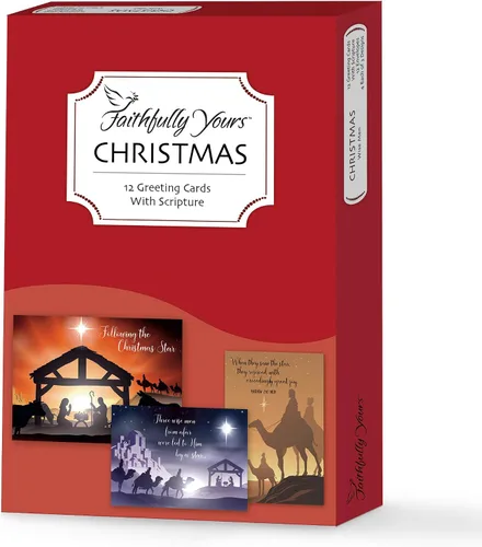 Faithfully Yours, Designer Greetings, surtido de tarjetas inspiradoras de Navidad en caja, Wisemen, con versículos bíblicos de las Escrituras (caja