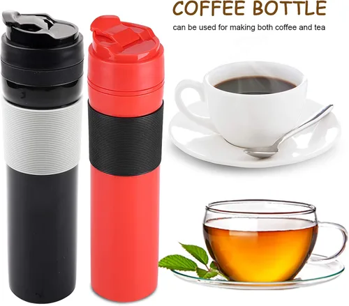 Miniatura 3 de Botella de café portátil de 11.8 fl oz, mini cafetera de café, cafetera de viaje, vaso de viaje. Equipado con protector contra salpicaduras, goma