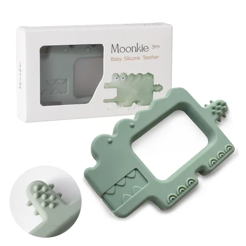 Miniatura 12 de Moonkie Juguete de dentición, mordedores de silicona seguros y fáciles de sostener, sin BPA, cepillo de dientes de bebé de 360° con base de succión