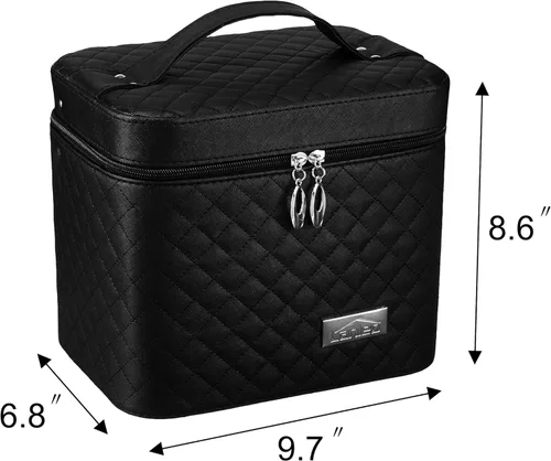 Miniatura 6 de Sooyee Bolsa de maquillaje con espejo, organizador de maquillaje, bolsa de viaje para cosméticos con bandeja plegable, bolsas de cosméticos