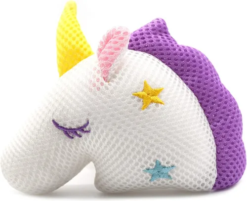 Miniatura 4 de Pelotas de baño con diseño de unicornio para niños y niñas, de malla, puf, esponja de baño exfoliante, limpiador corporal, accesorios de baño