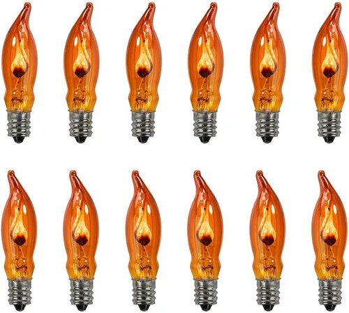 Miniatura 8 de GOOTHY Paquete de 12 bombillas blancas y azules con forma de llama de Navidad, bombillas C18 de repuesto para velas eléctricas Hanukah de Navidad, 7