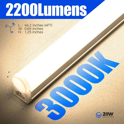 Miniatura 6 de Barrina Paquete de 6 lámparas LED T5 integradas individuales, 4 pies, 2200 lm, 3000 K (blanco cálido), 20 W, luces de tienda de servicios públicos