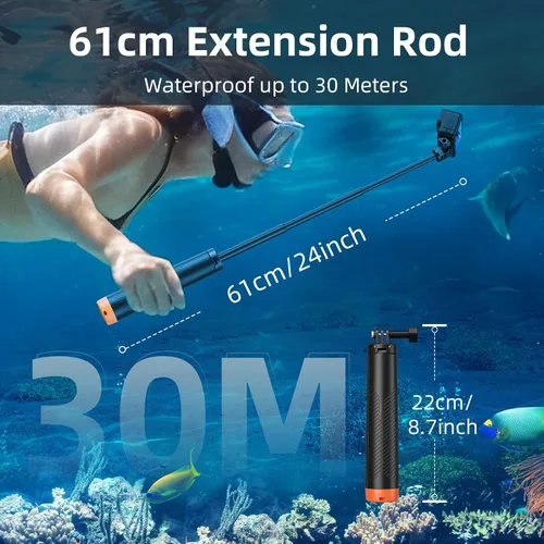 Miniatura 2 de AFAITH 4 en 1 selfie stick flotante agarre de mano trípode impermeable extensible monopie para GoPro Hero 13/12/11/10/9/8/DJI OSMO Action 6/5