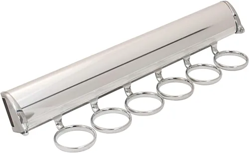 Miniatura 5 de TAG Hardware Premium 6 ganchos 13 7/8 pulgadas de largo extensión completa extraíble Armario Bufanda Rack (aluminio mate con cromo)