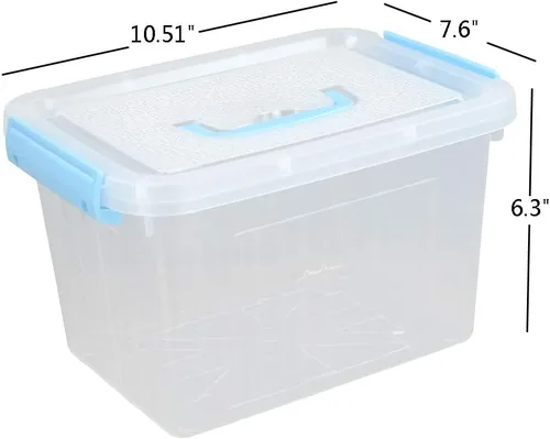 Miniatura 2 de 6 cajas de almacenamiento con asas y tapa de plástico