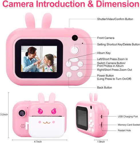 Miniatura 6 de MINIBEAR Cámara para niños con impresión instantánea para niños, cámara digital, juguetes para niños pequeños, regalos de Navidad y cumpleaños