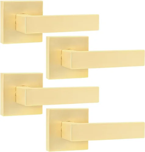 Miniatura 25 de Leydebong Paquete de 2 pomos de puerta de entrada con llave igual, pomo de puerta con cerradura y llave, manijas de puerta doradas para exterior e