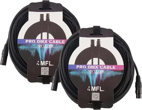 Miniatura 8 de MFL. Cable DMX flexible de 50 pies, 22 AWG, señal de 3 pines (compatible con XLR) macho a hembra, cable para iluminación de escenario, luces de DJ