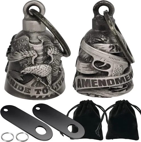 Miniatura 9 de Dream Apparel Paquete de 2 campanas de motocicleta, ángel de la guarda para motociclista, hombres y mujeres, montar con perchas, Drive Away Gremlins