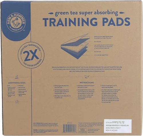 Miniatura 7 de Arm & Hammer Green Tea - Almohadillas de entrenamiento para mascotas, 200 unidades, súper absorbentes con té verde y bicarbonato de sodio, control