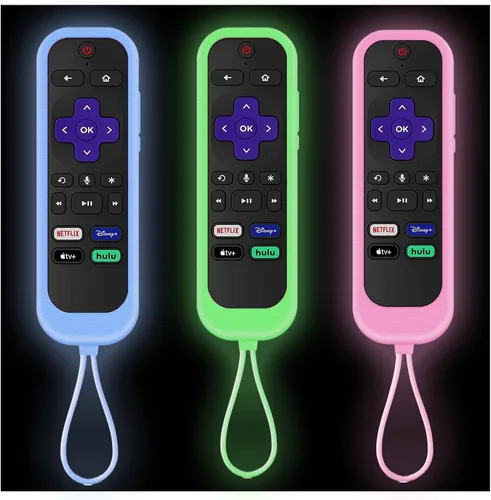 Miniatura 12 de Juego de 3 fundas para controles remotos Westinghouse Roku TV Onn Roku TCL Hisense Roku Funda protectora de silicona universal para Roku Remote