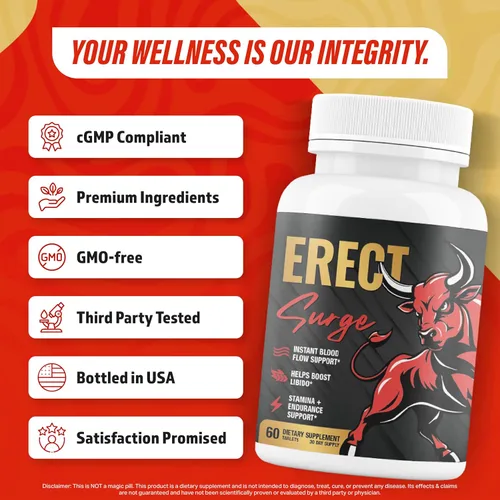 Miniatura 6 de Erect SURGE™ - Apoya el flujo sanguíneo masculino para el rendimiento, la intimidad, la dureza Ayuda a aumentar el deseo, la resistencia