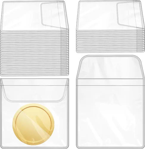 Miniatura 12 de Vmiapxo Paquete de 100 fundas para monedas de un solo bolsillo, soportes protectores de monedas de plástico transparente de 2 x 2 pulgadas