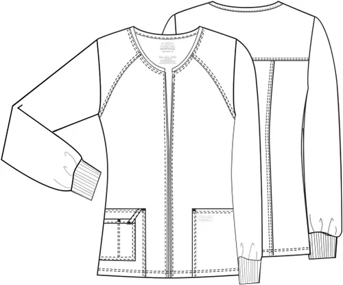 Miniatura 7 de Cherokee Chaqueta médica con cremallera frontal para mujer, 3 bolsillos, elástica en 2 direcciones, suave, transpirable, sarga cepillada, 4315