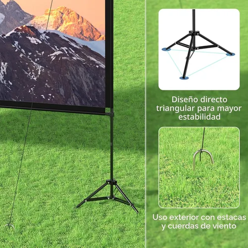 Miniatura 9 de VISULAPEX Pantalla de proyector con soporte de 120 pulgadas, pantalla de proyector portátil HD 16:9 4K HD para interiores y exteriores, pantalla