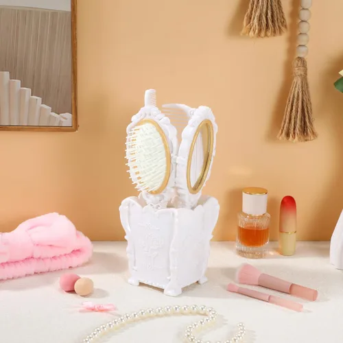 Miniatura 6 de minkissy Juego de cepillos de pelo decorativos de salón con soporte de almacenamiento, cepillo de paleta desenredante para mujeres, hombres y niños