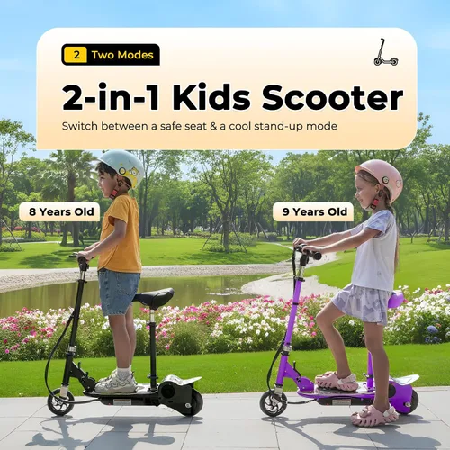 Miniatura 3 de Zupapa Scooter eléctrico con asiento para niños de 6 a 12 años, neumático de 6 pulgadas, hasta 10 mph y 70 minutos de tiempo de conducción