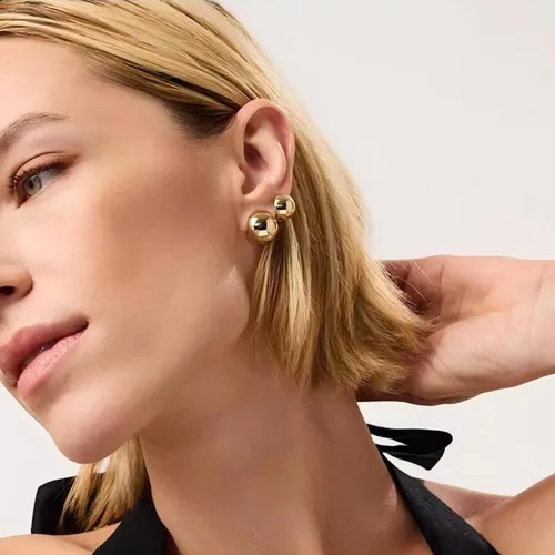Miniatura 87 de Aretes de aro gruesos de oro para mujer, chapados en oro de 14 quilates, aretes de aro triple, hipoalergénicos, a la moda, aretes de aro gruesos