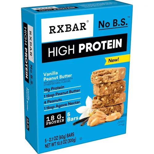 Miniatura 11 de RXBAR Barras altas en proteínas, sin gluten, aperitivos de proteínas, mantequilla de maní y vainilla (6 cajas, 30 barras)