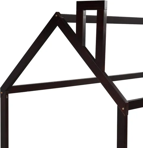 Miniatura 8 de Marco de cama para niños, marco de cama en forma de casa, cama de madera de tamaño individual con valla para niños, adolescentes, niñas, niños