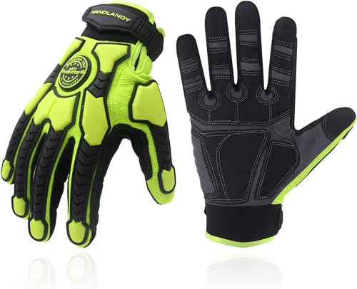 Miniatura 15 de HANDLANDY HLDD - Guantes de trabajo resistentes, guantes de impacto con protector TPR, guantes de trabajo mecánico antivibraciones para hombres