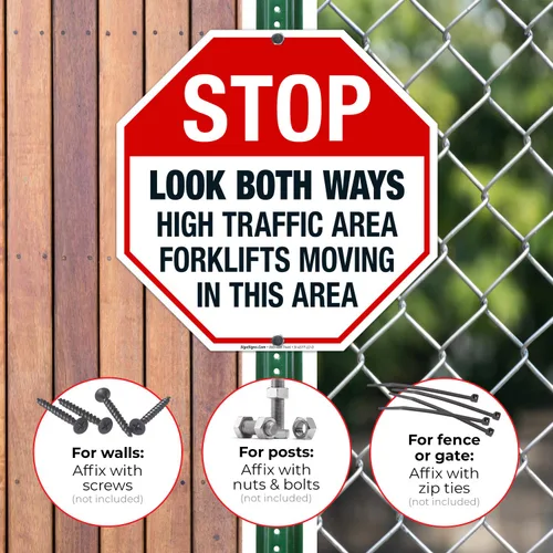 Miniatura 4 de Carretillas elevadoras de área de alto tráfico Look Both Ways Moving in This Area, cartel de peligro de la OSHA, 12 x 12 pulgadas, aluminio 040