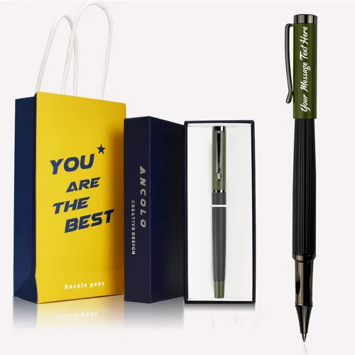 Miniatura 9 de Ancolo Bolígrafos de rodillo personalizados, punta media, con caja de regalo, tarjeta de regalo, bonito regalo de recuerdo, grabado con tu