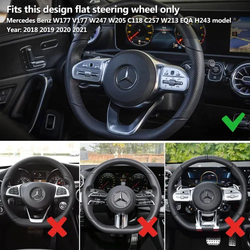 Miniatura 3 de Funda para volante cosida a mano para Mercedes Benz A W177/B W247/C W205/E W213/S W222/CLA C118/GLE V167/CLS C257/GLC C253/G W463 2018-2021