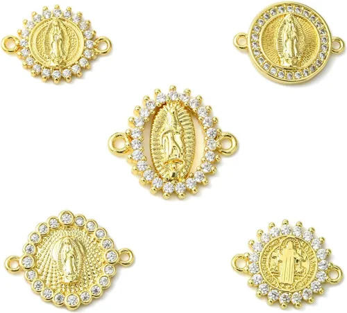 Miniatura 15 de Stiesy Dijes de latón dorado para hacer joyas, colgantes a granel para collares, pulseras, aretes, manualidades, Vidrio, Sin piedra preciosa
