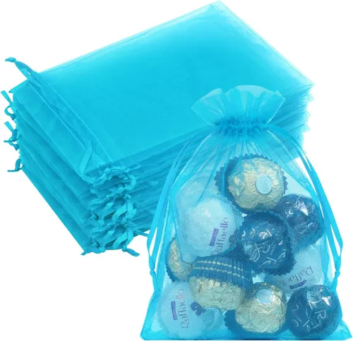 Miniatura 53 de Bolsas de organza de 3x4 pulgadas, 50 paquetes de pequeñas bolsas de regalo de malla con cordón, bolsas de muestra para fiesta, boda, baby shower